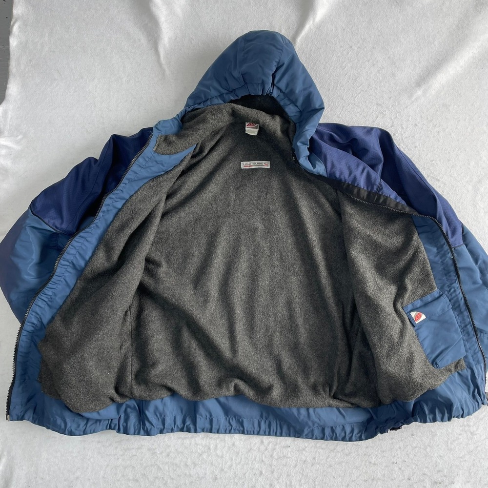 Long Island Windbreaker Jacket Mens M Blue Fleece Lined Hooded Full Zip Gorpcore - Picture 4 of 9
